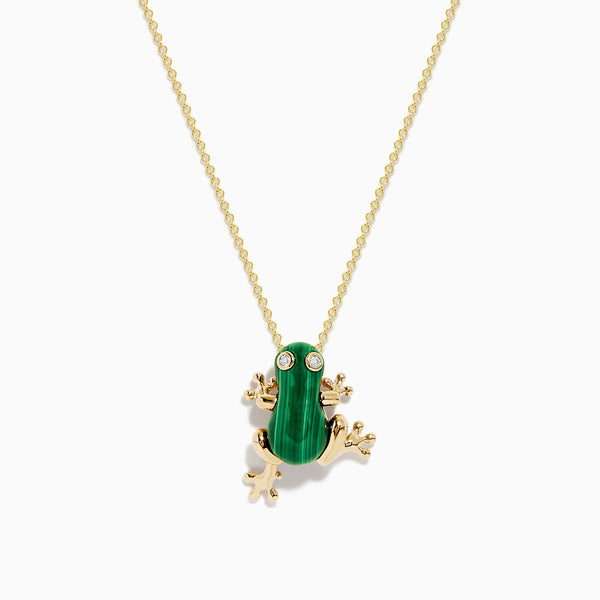 Italian Green Enamel Frog Pendant Necklace in 18kt Gold Over Sterling |  Ross-Simons